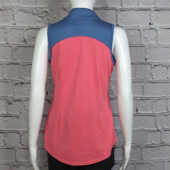 Jofit Sleeveless Golf Polo Womens M Blue Coral Zip Neck Performance Top - Picture 4 of 9
